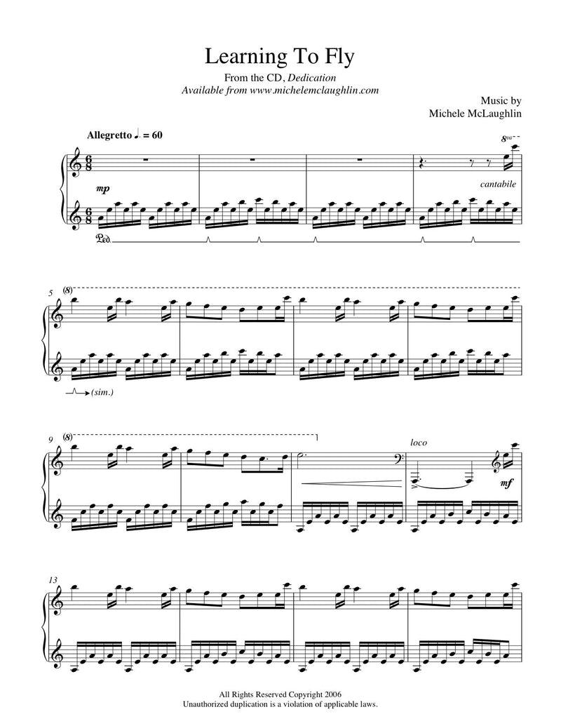 Learning To Fly (PDF Sheet Music) – Michele McLaughlin Music