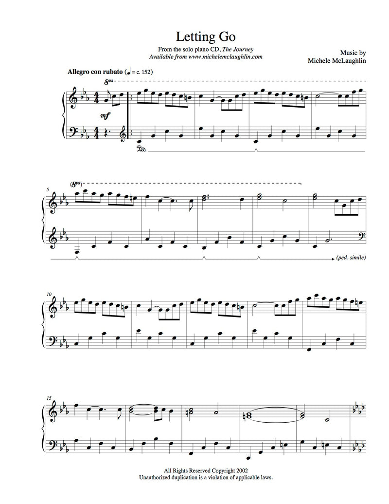 Letting Go (PDF Sheet Music) - Michele McLaughlin Music