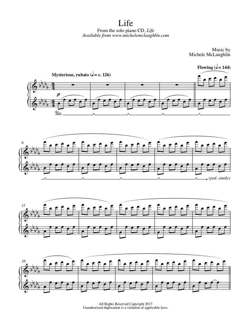 Life (PDF Sheet Music) - Michele McLaughlin Music