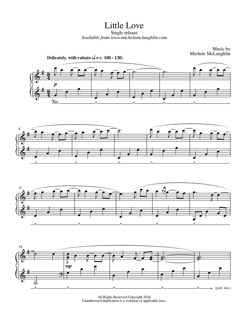 Little Love (PDF Sheet Music) - Michele McLaughlin Music