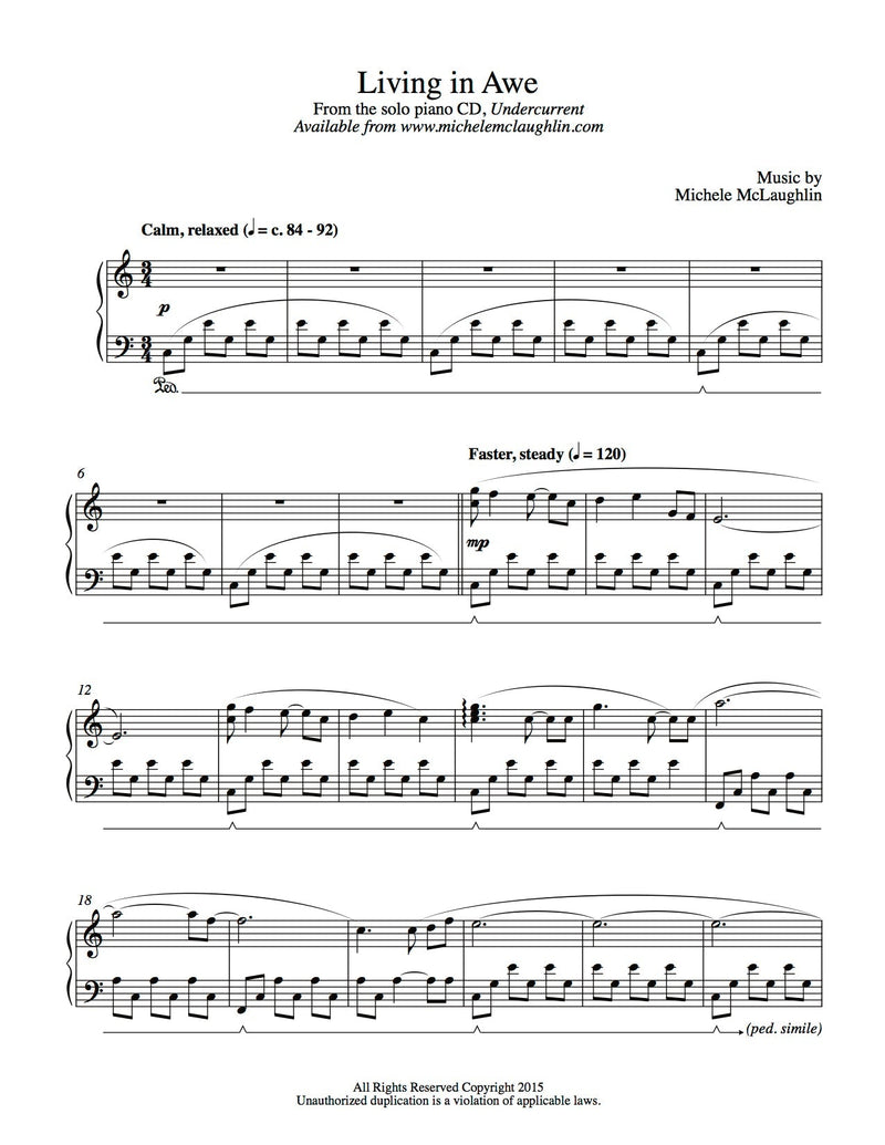 Living In Awe (PDF Sheet Music) - Michele McLaughlin Music