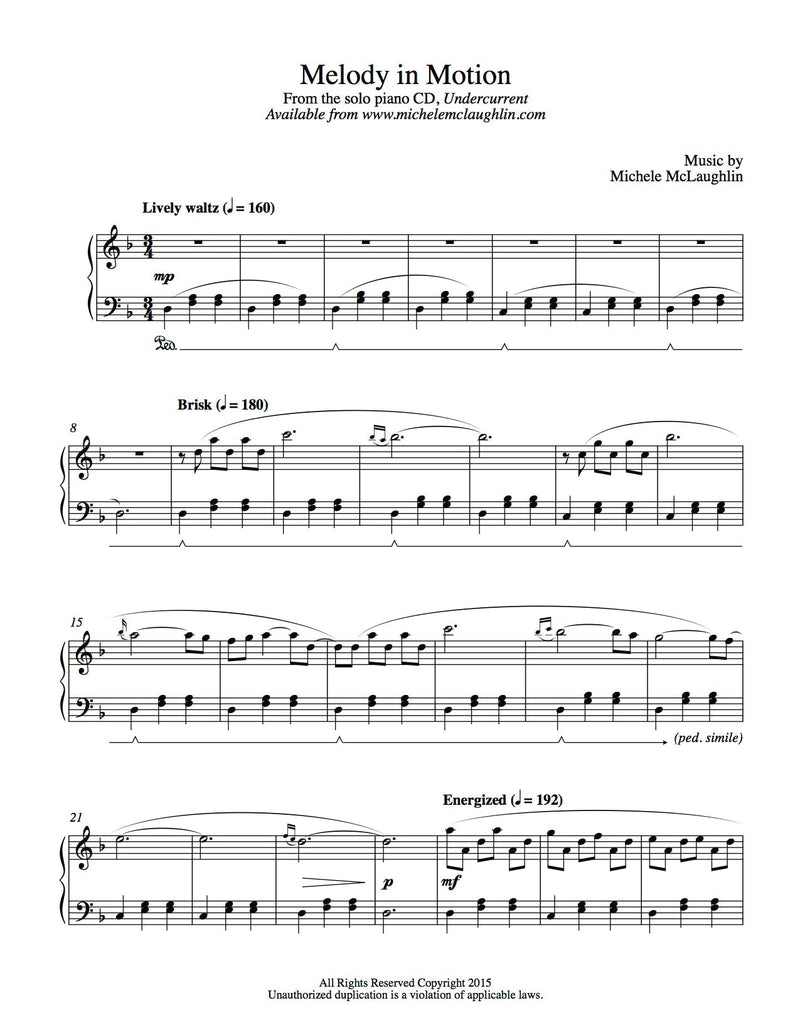 Melody In Motion (PDF Sheet Music) - Michele McLaughlin Music