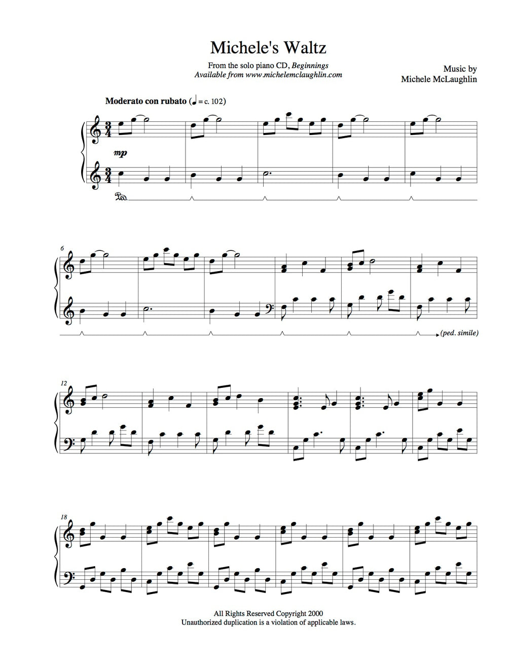 Micheles Waltz (PDF Sheet Music) – Michele McLaughlin Music