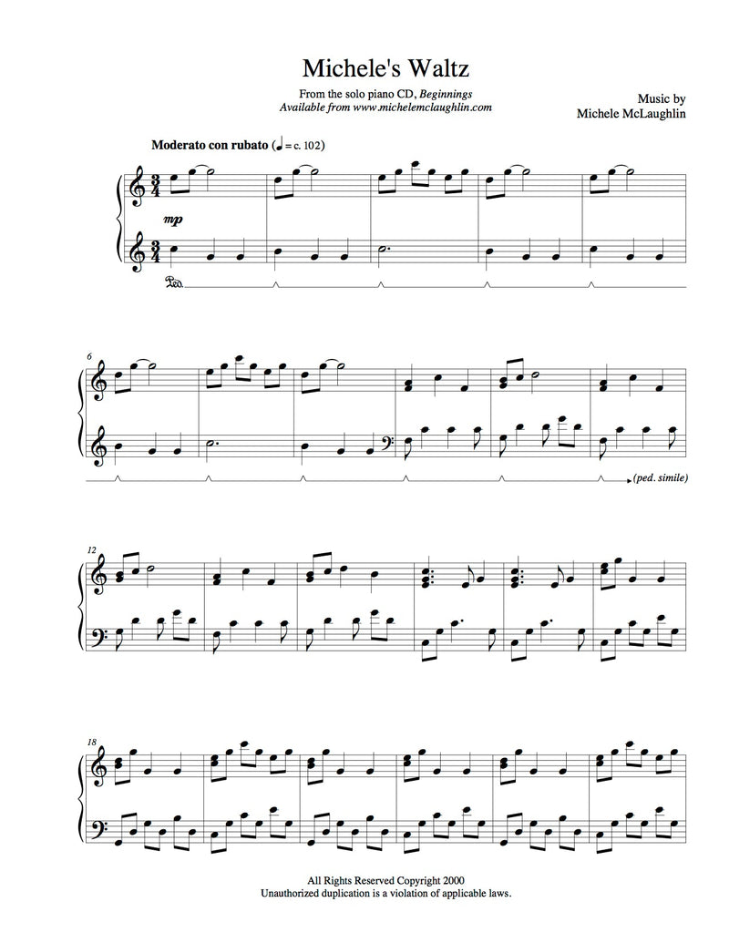 Micheles Waltz (PDF Sheet Music) - Michele McLaughlin Music