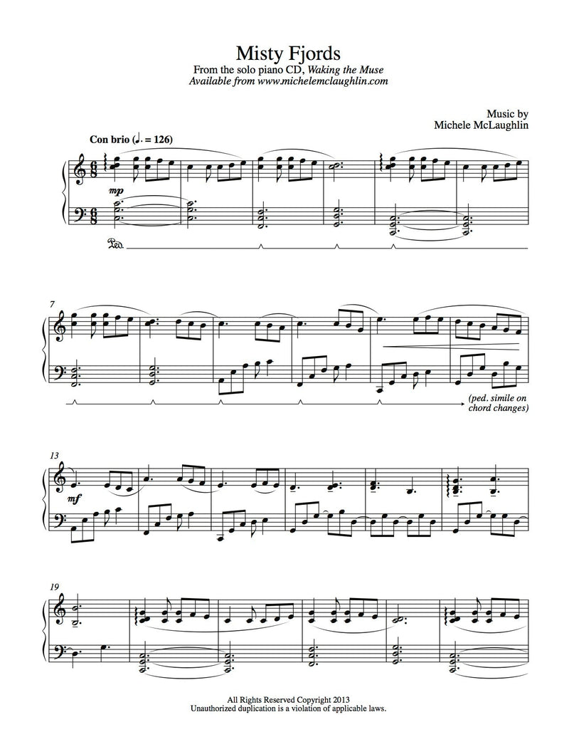 Misty Fjords (PDF Sheet Music) - Michele McLaughlin Music