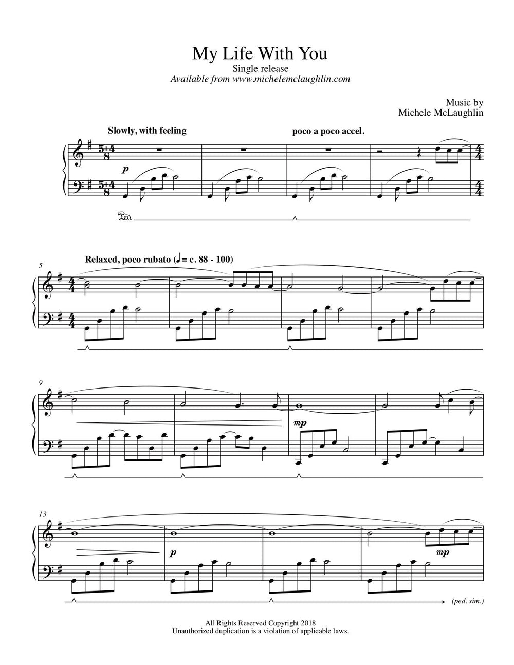 My Life With You (PDF Sheet Music) – Michele McLaughlin Music