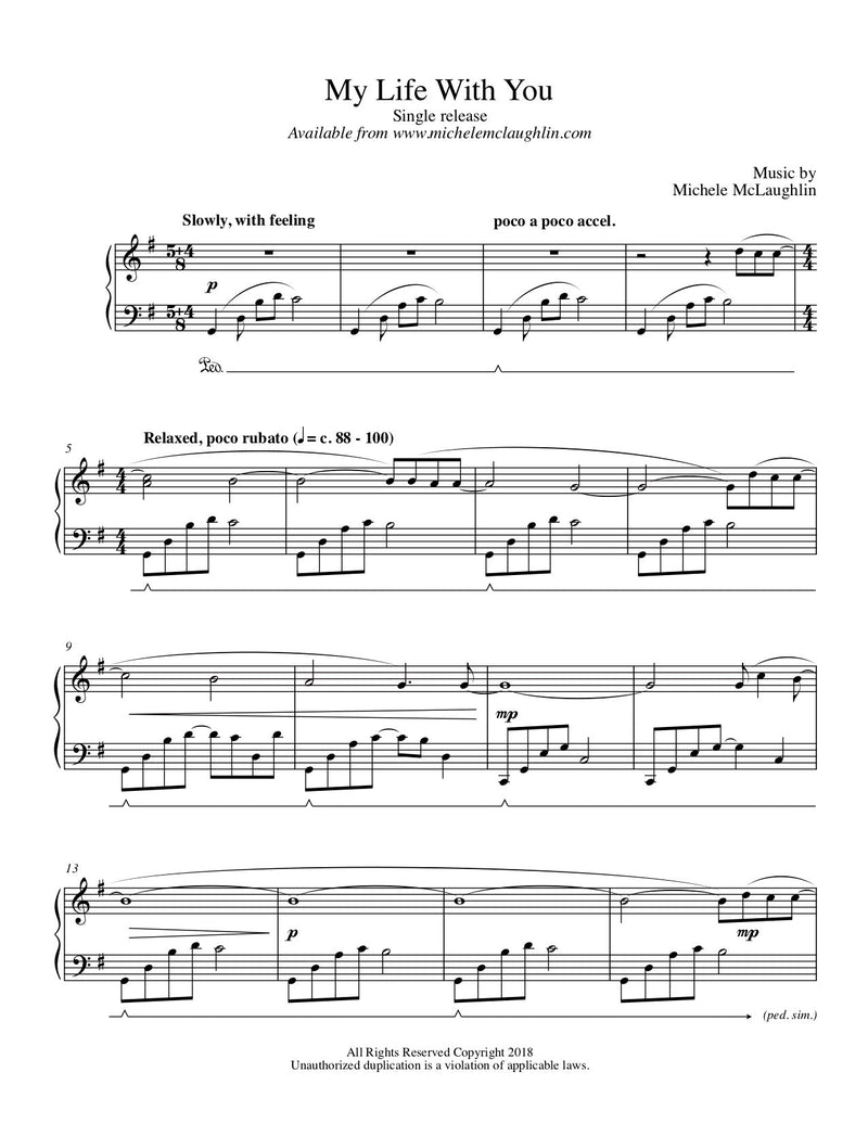 My Life With You (PDF Sheet Music) - Michele McLaughlin Music