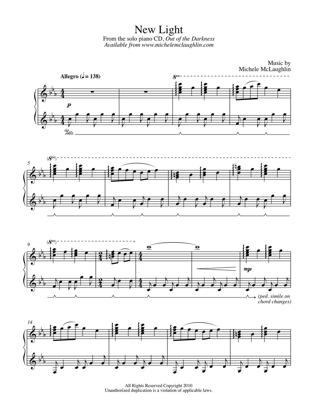 New Light (PDF Sheet Music) – Michele McLaughlin Music