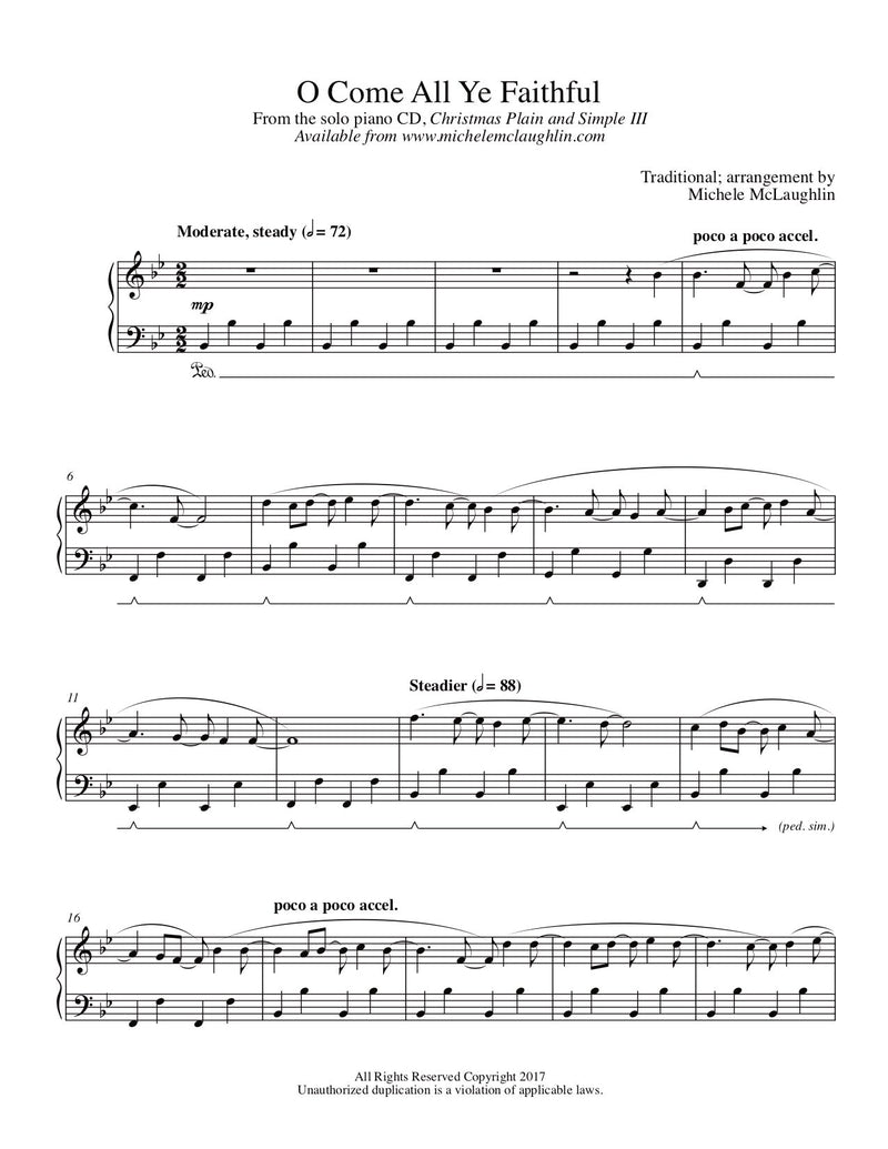 O Come All Ye Faithful (PDF Sheet Music) - Michele McLaughlin Music