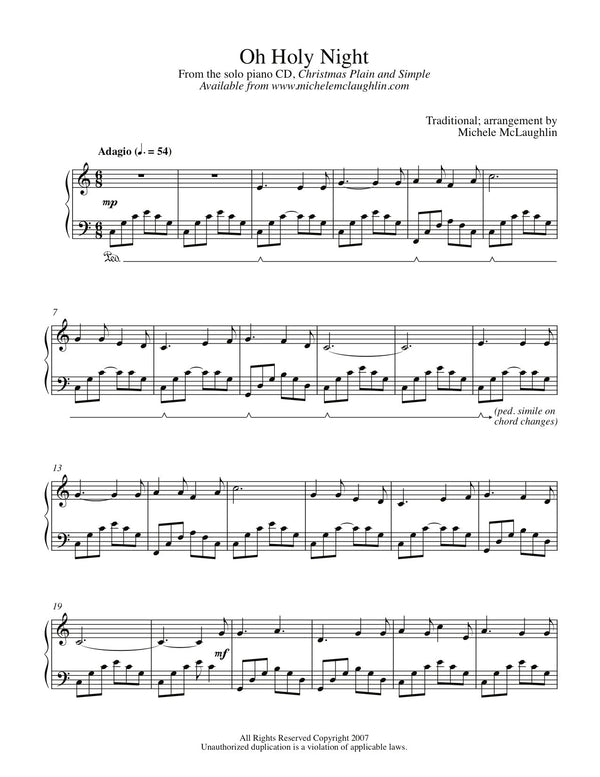 Free Piano Arrangement Sheet Music – O Holy Night – Michael Kravchuk