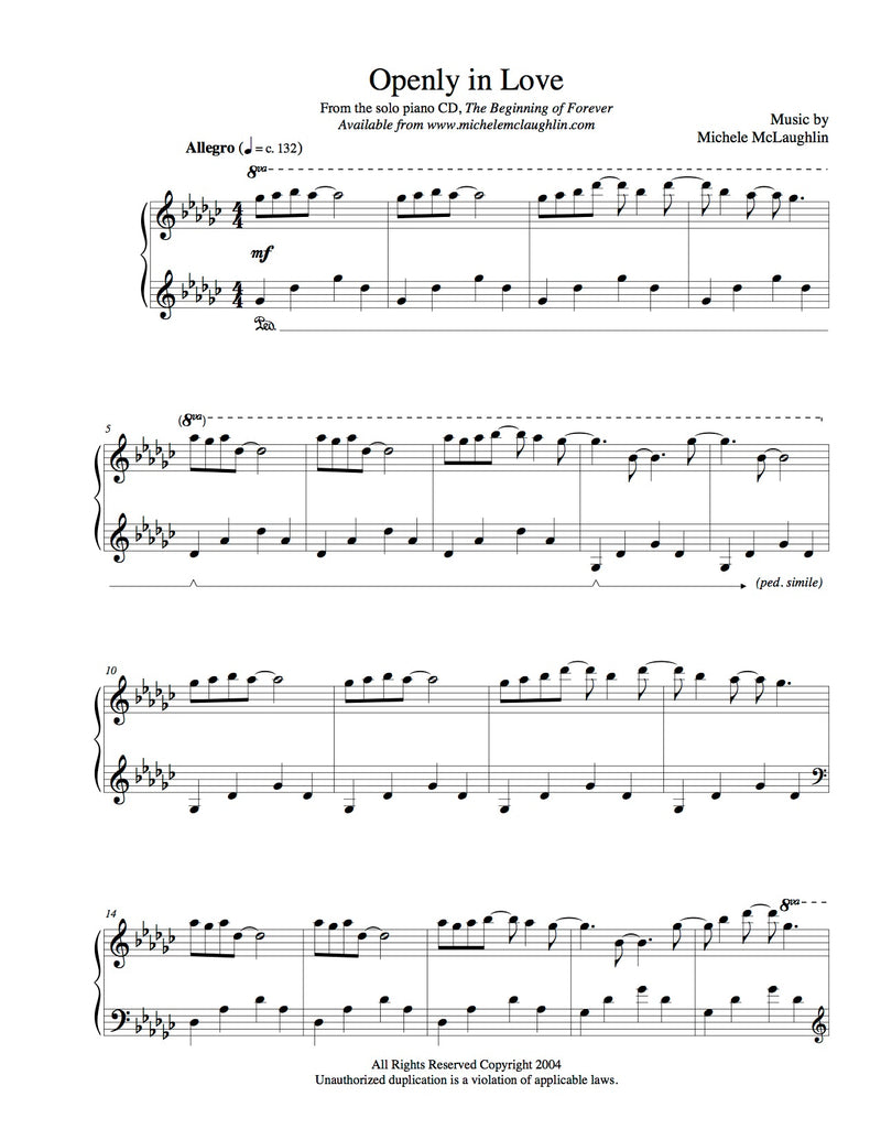 Openly In Love (PDF Sheet Music) - Michele McLaughlin Music