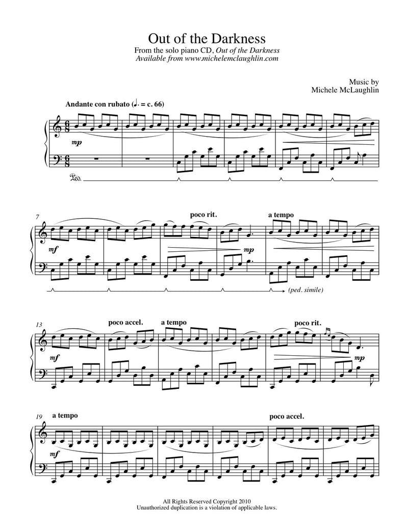 Out Of The Darkness (PDF Sheet Music) - Michele McLaughlin Music