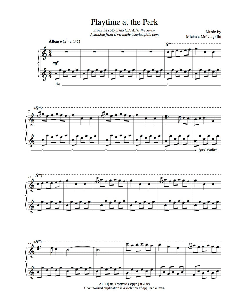 Playtime At The Park (PDF Sheet Music) - Michele McLaughlin Music
