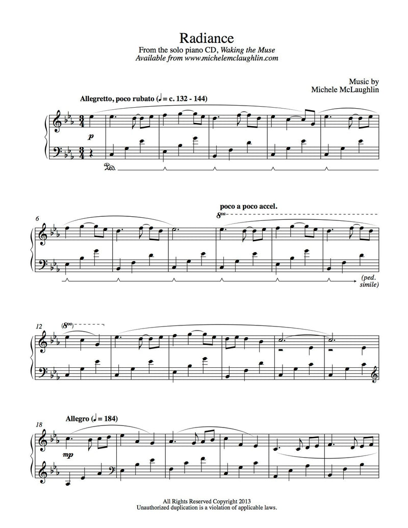 Radiance (PDF Sheet Music) - Michele McLaughlin Music