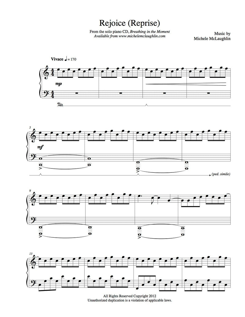 Rejoice Reprise (PDF Sheet Music) - Michele McLaughlin Music