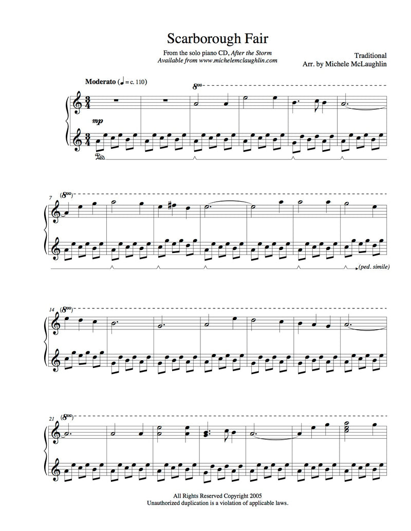 Scarborough Fair (PDF Sheet Music) - Michele McLaughlin Music