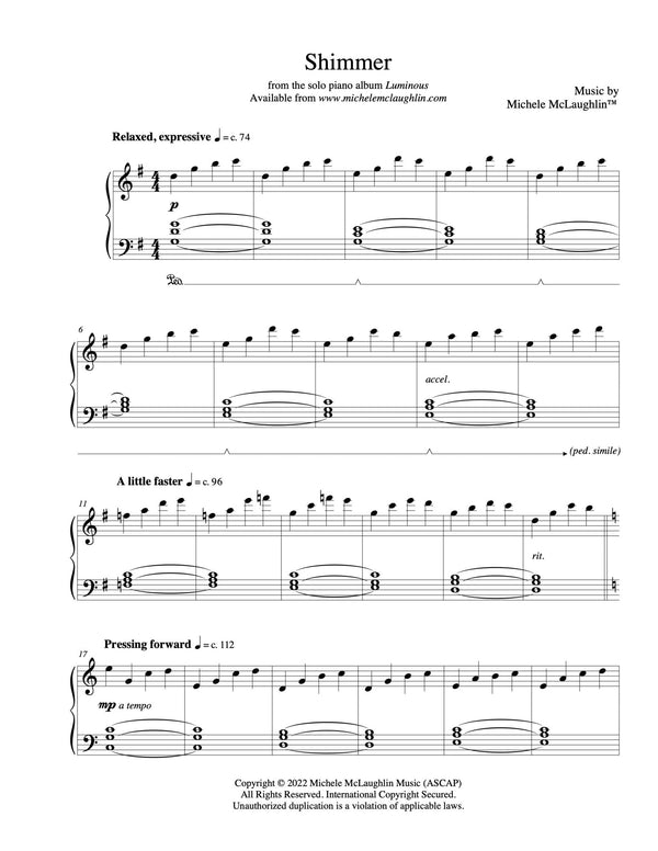 Shimmer (PDF Sheet Music) - Michele McLaughlin Music