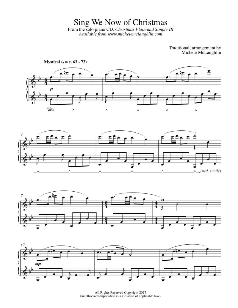 Sing We Now Of Christmas (PDF Sheet Music) - Michele McLaughlin Music
