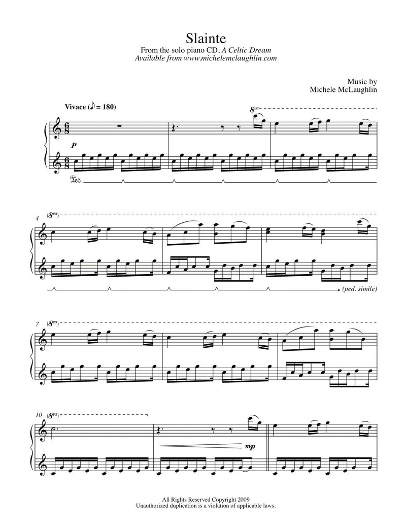 Slainte (PDF Sheet Music) - Michele McLaughlin Music