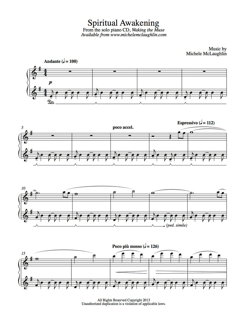 Spiritual Awakening (PDF Sheet Music) - Michele McLaughlin Music