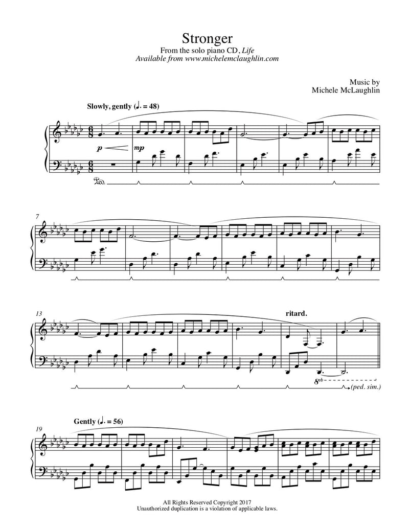 Stronger (PDF Sheet Music) - Michele McLaughlin Music