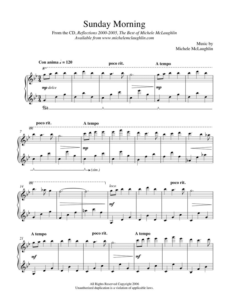 Sunday Morning (PDF Sheet Music) - Michele McLaughlin Music