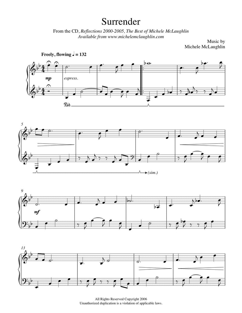 Surrender (PDF Sheet Music) - Michele McLaughlin Music