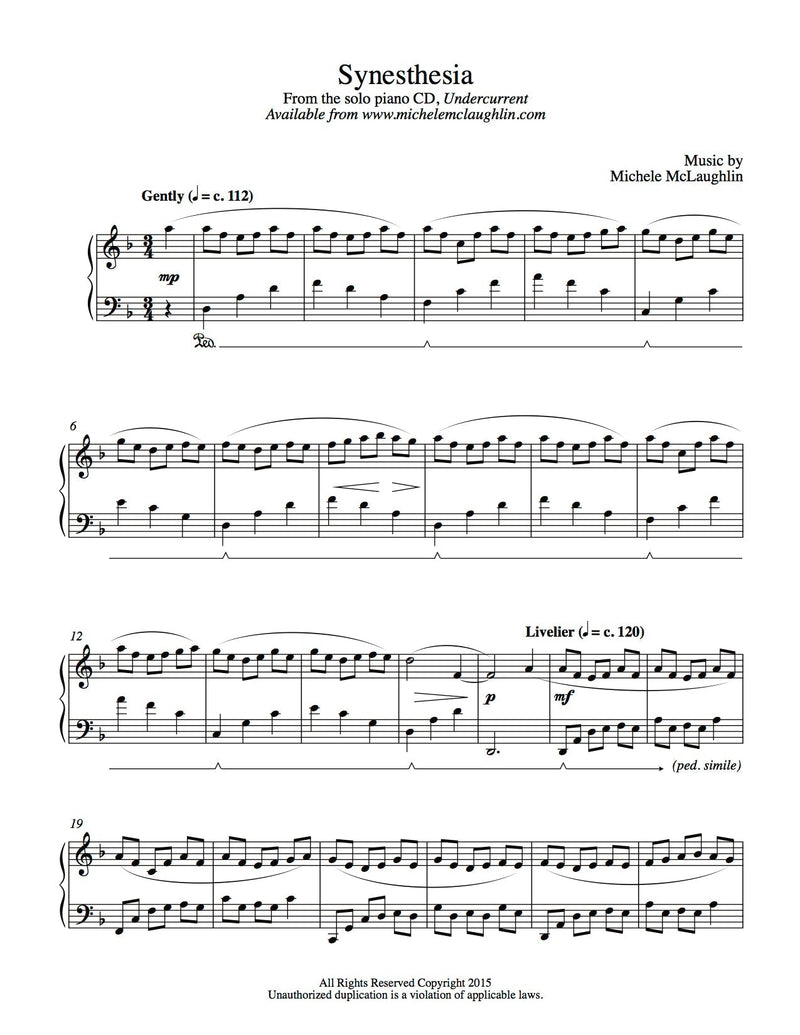 Synesthesia (PDF Sheet Music) - Michele McLaughlin Music