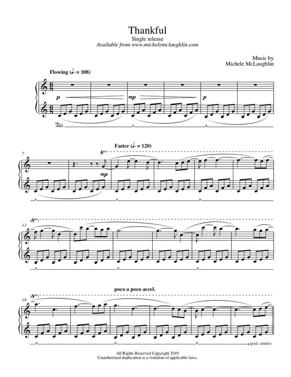 Thankful (PDF Sheet Music) - Michele McLaughlin Music