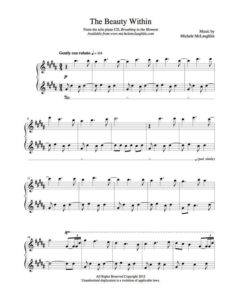 The Beauty Within (PDF Sheet Music) - Michele McLaughlin Music