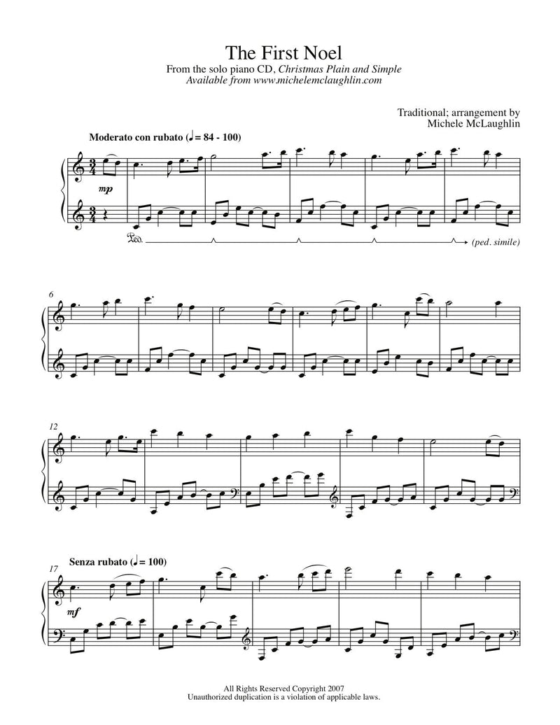 The First Noel (PDF Sheet Music) - Michele McLaughlin Music