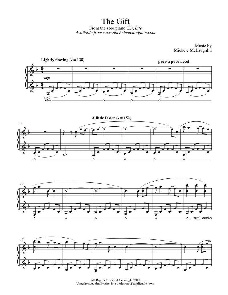 The Gift (PDF Sheet Music) - Michele McLaughlin Music