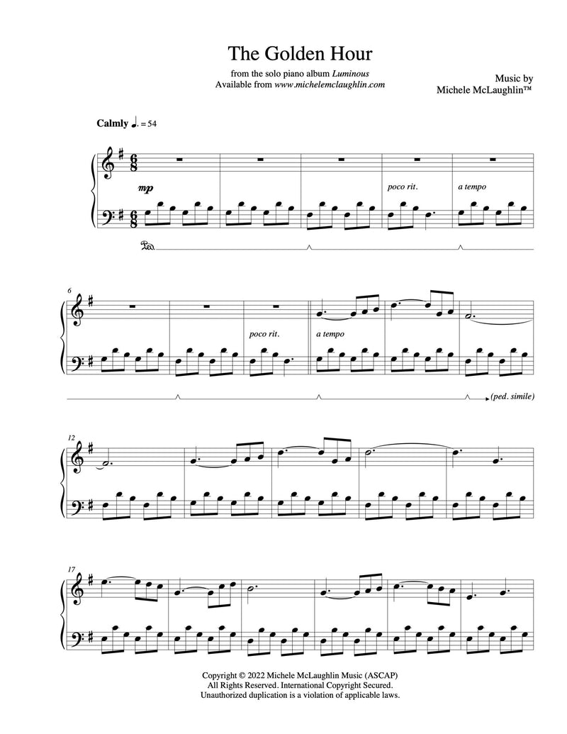 The Golden Hour (PDF Sheet Music) Michele McLaughlin Music