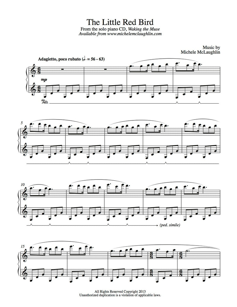 The Little Red Bird (PDF Sheet Music) - Michele McLaughlin Music