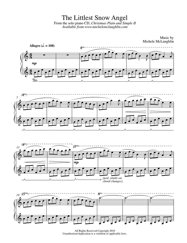 The Littlest Snow Angel (PDF Sheet Music) - Michele McLaughlin Music