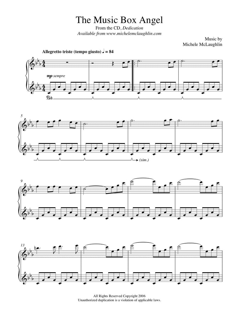 The Music Box Angel (PDF Sheet Music) - Michele McLaughlin Music