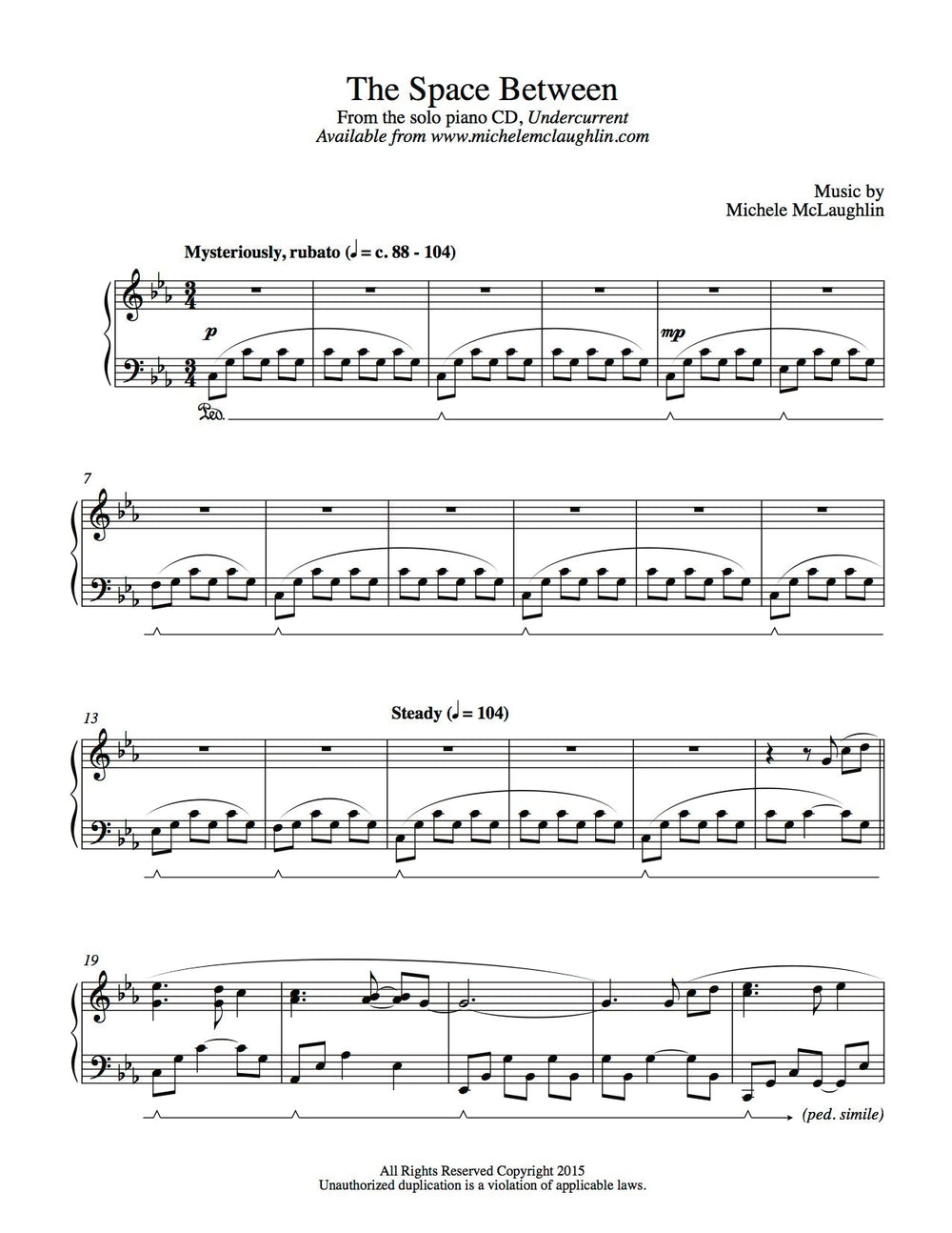 The Space Between (PDF Sheet Music) – Michele McLaughlin Music