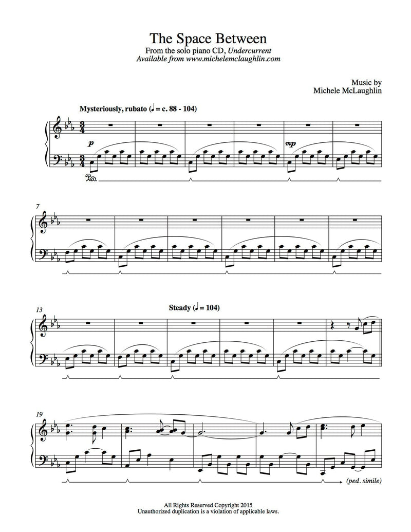 The Space Between (PDF Sheet Music) - Michele McLaughlin Music