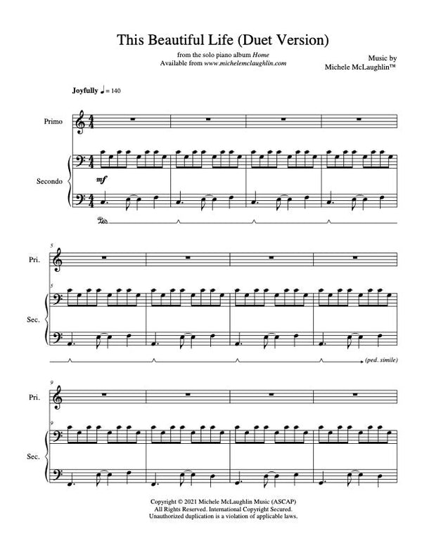 This Beautiful Life - Duet Version (PDF Sheet Music) - Michele McLaughlin Music