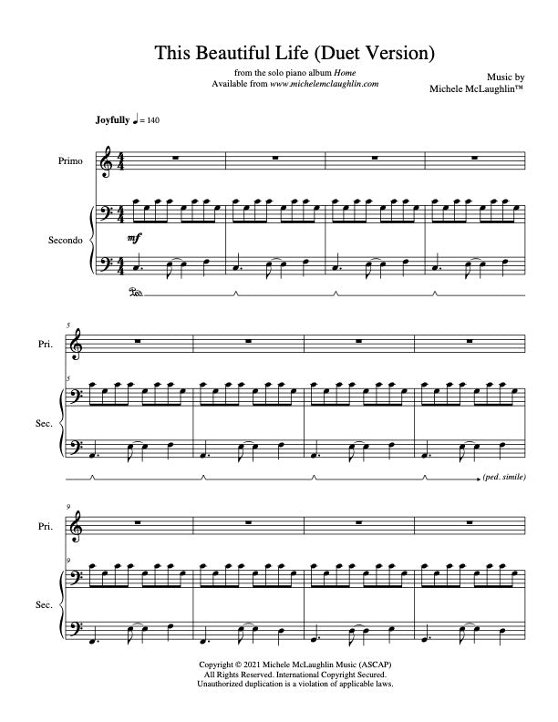 This Beautiful Life - Duet Version (PDF Sheet Music) - Michele McLaughlin Music
