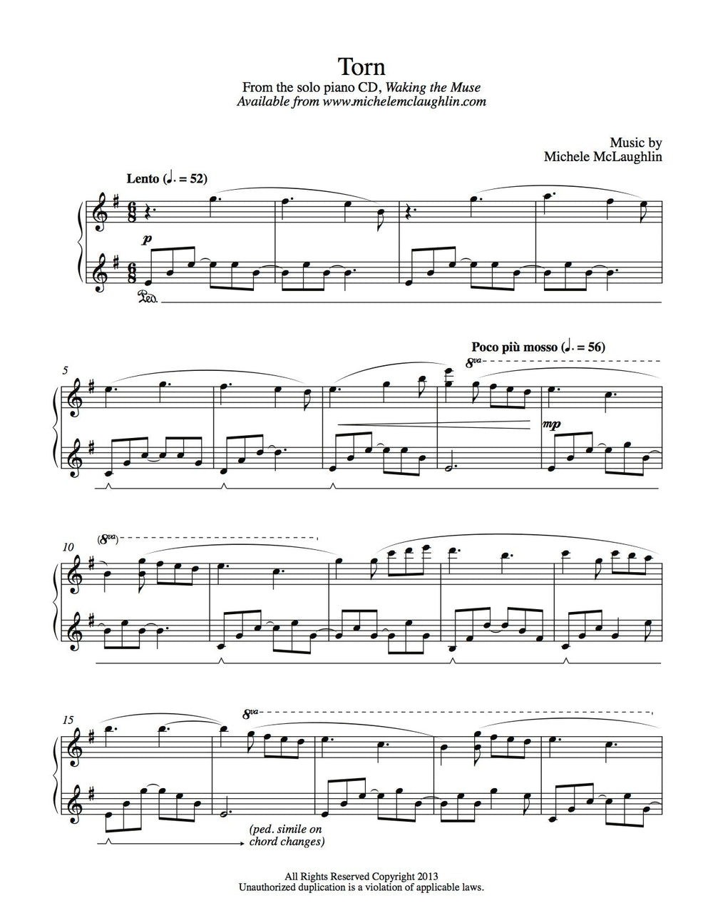 Torn (PDF Sheet Music) – Michele McLaughlin Music