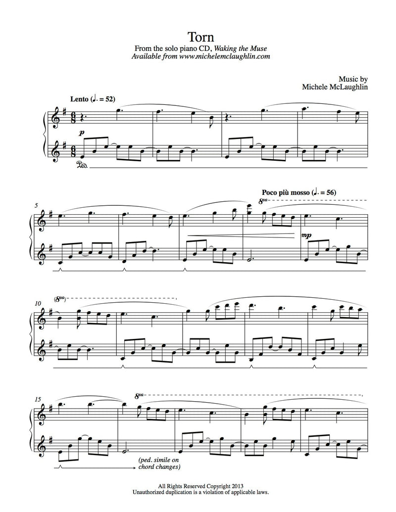 Torn (PDF Sheet Music) - Michele McLaughlin Music