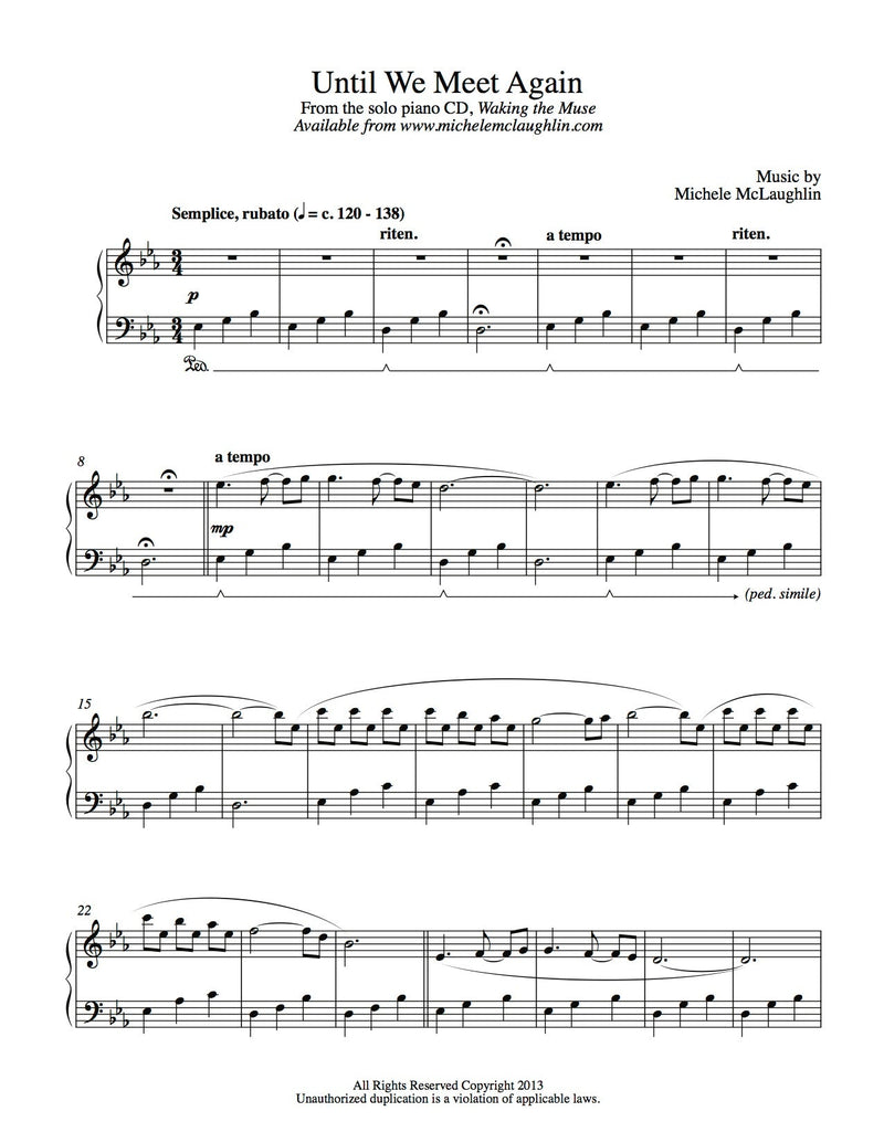 Until We Meet Again (PDF Sheet Music) - Michele McLaughlin Music