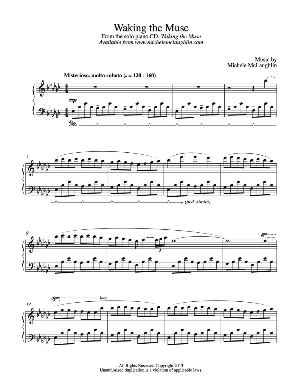 Waking The Muse (PDF Sheet Music) – Michele McLaughlin Music