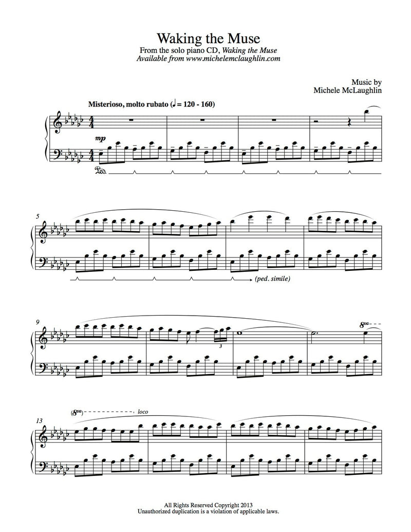 Waking The Muse (PDF Sheet Music) - Michele McLaughlin Music
