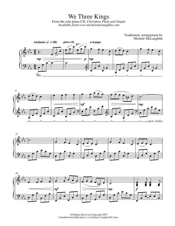 We Three Kings (PDF Sheet Music) - Michele McLaughlin Music