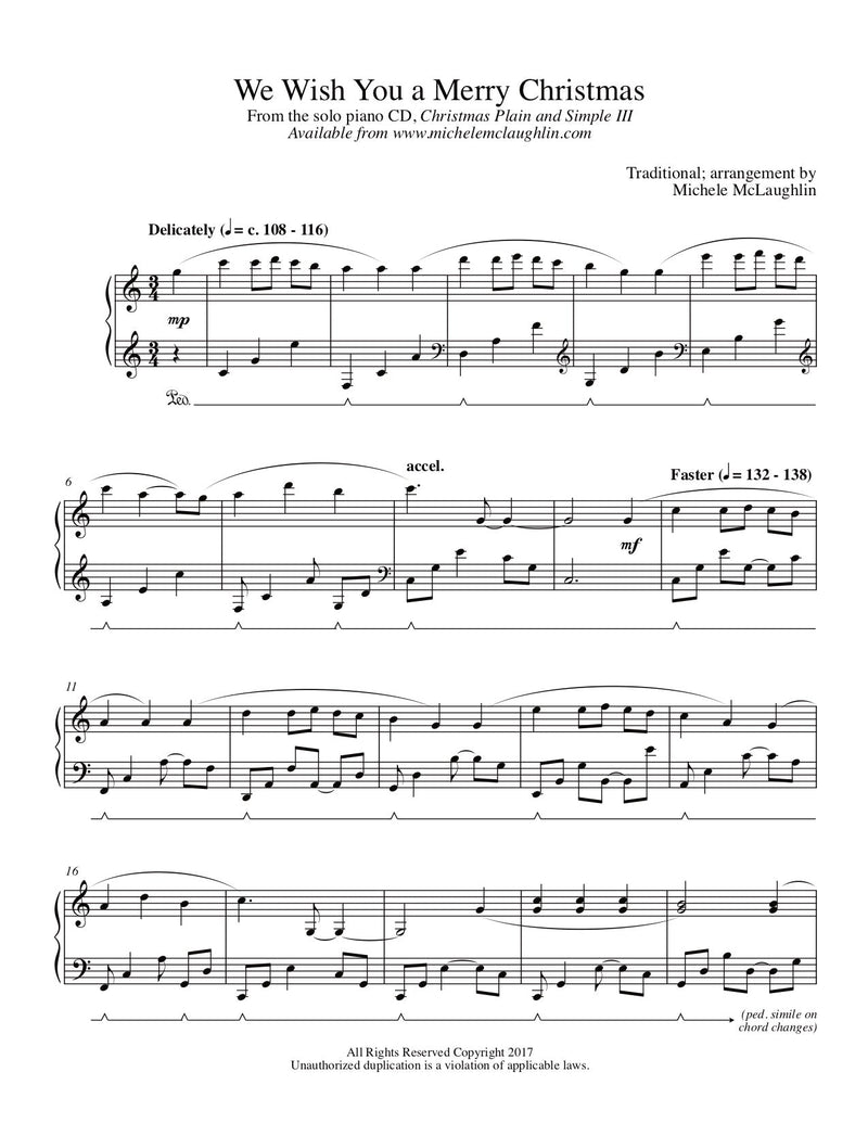 We Wish You A Merry Christmas (PDF Sheet Music) - Michele McLaughlin Music