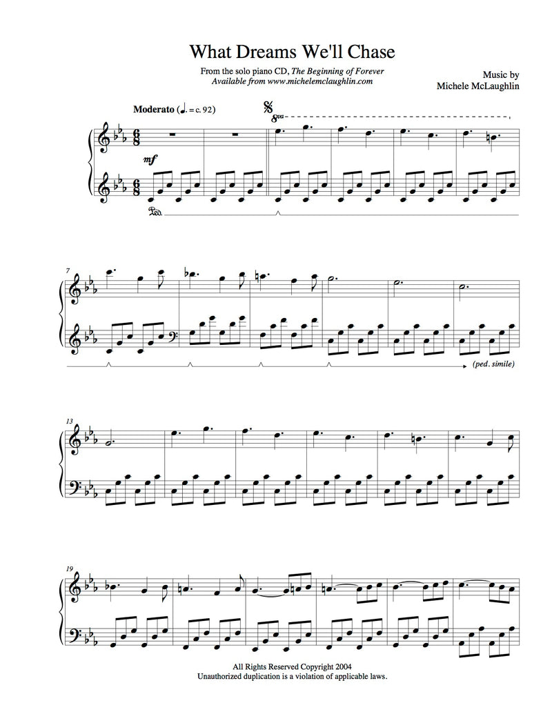 What Dreams We Will Chase (PDF Sheet Music) - Michele McLaughlin Music