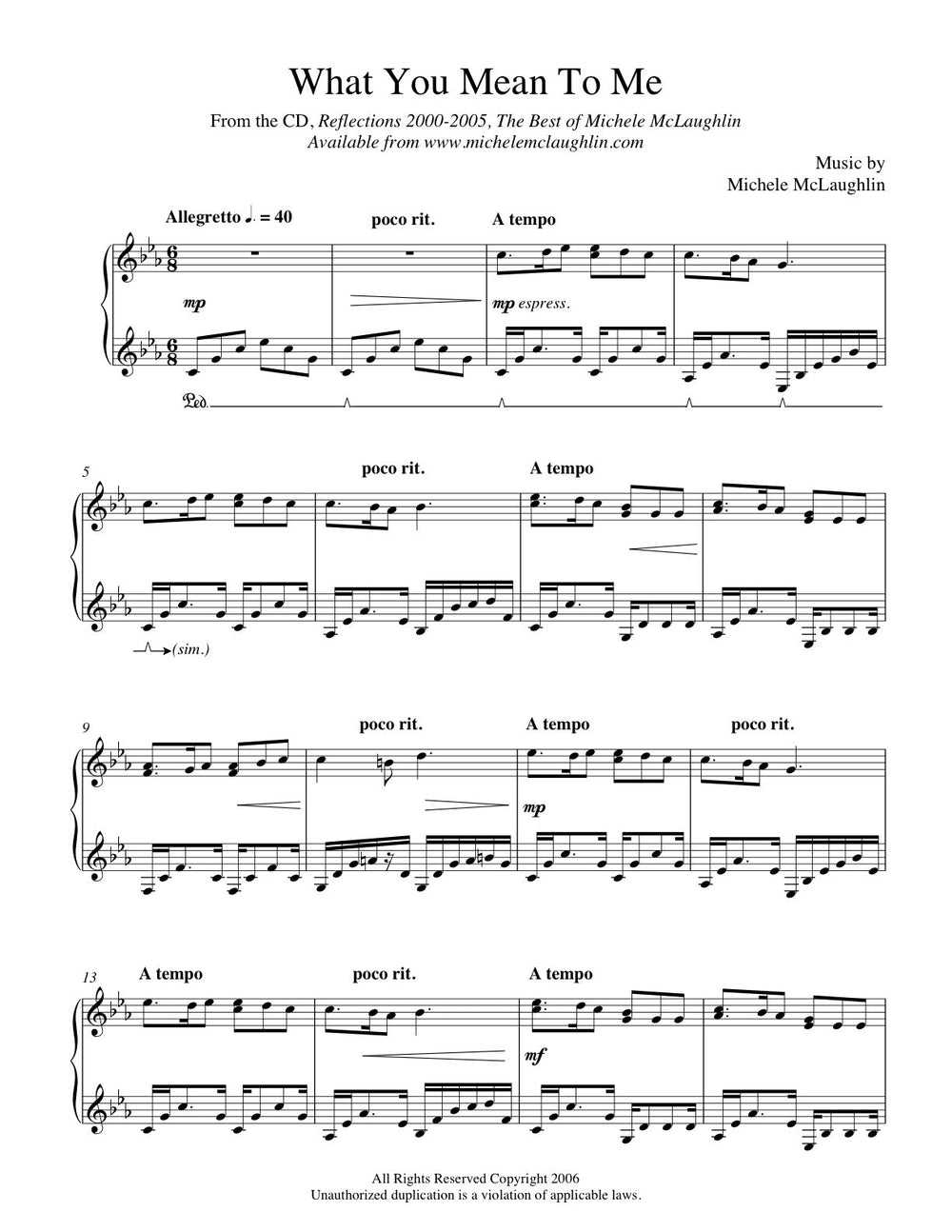 What You Mean To Me (PDF Sheet Music) – Michele McLaughlin Music