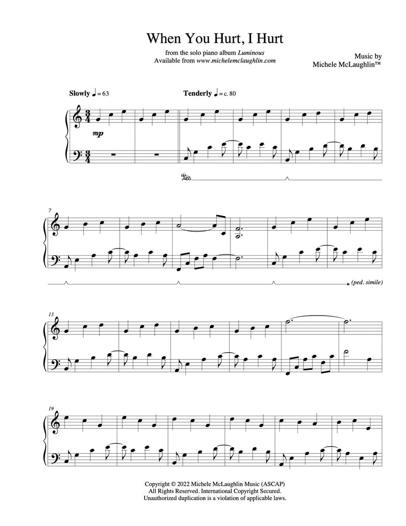 When You Hurt, I Hurt (PDF Sheet Music) - Michele McLaughlin Music